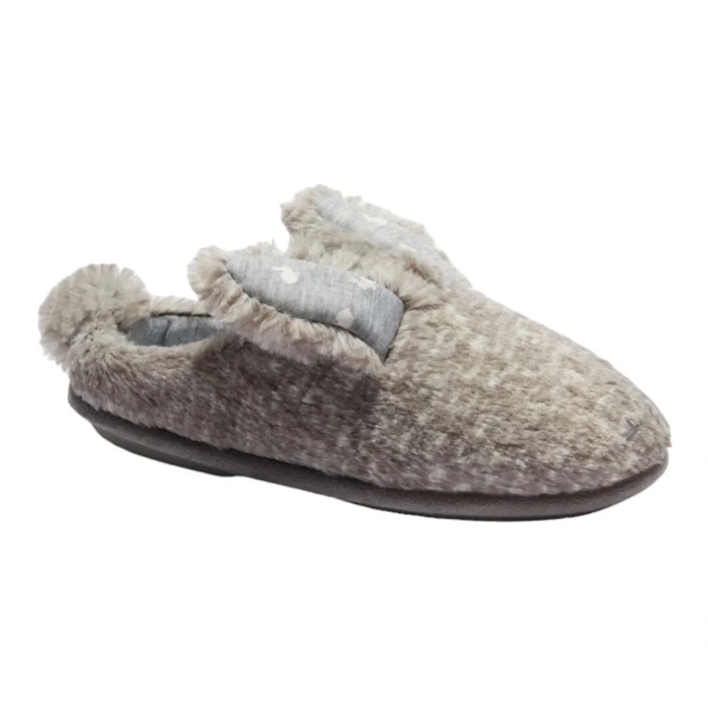 Dluxe by Dearfoams Girls Gray Bunny Slippers